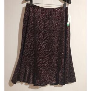 Vtg Notations Deadstock Velvet Floral Glitter Sparkle Skirt L Petite Whimsygoth